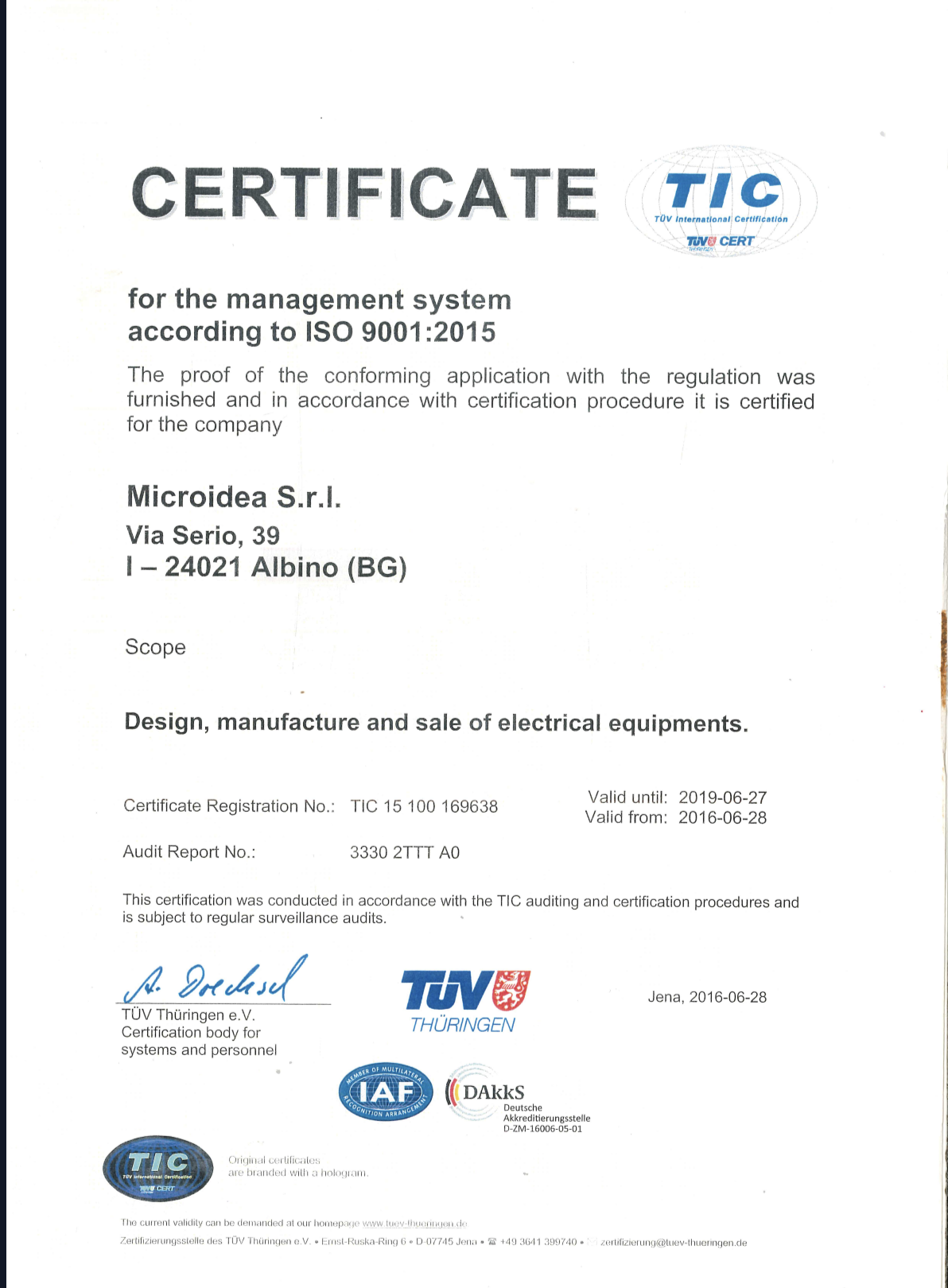 CERTIFICATO TUV